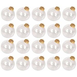 DEWDAT 20 Pack Christmas Fillable Clear Plastic Baubles, Xmas Tree Transparent Ornaments to Fill & Design, diy Craft,Gold - 6cm DEWDAT 20 Pack Christmas Fillable Clear Plastic Baubles, Xmas Tree Transparent Ornaments to Fill & Design, diy Craft,Gold - 6cm