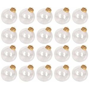 DEWDAT 20 Pack Christmas Fillable Clear Plastic Baubles, Xmas Tree Transparent Ornaments to Fill & Design, diy Craft,Gold - 8cm DEWDAT 20 Pack Christmas Fillable Clear Plastic Baubles, Xmas Tree Transparent Ornaments to Fill & Design, diy Craft,Gold - 8cm