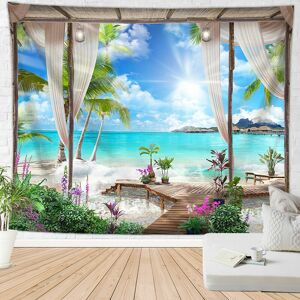 DEWDAT 200x150cm Wall Tapestry Turquoise Ocean Wall Hanging Beach Blanket Wall Murals Tropical Island Scenery From Balcony Tapestries Wall Decor for Home DEWDAT 200x150cm Wall Tapestry Turquoise Ocean Wall Hanging Beach Blanket Wall Murals Tropical Island Scenery From Balcony Tapestries Wall Decor for Home