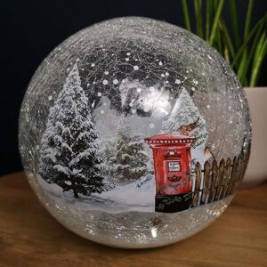 SAMUEL ALEXANDER 20cm Battery Operated Warm White LED Crackle Effect Ball Christmas Decoration with Postbox SAMUEL ALEXANDER 20cm Battery Operated Warm White LED Crackle Effect Ball Christmas Decoration with Postbox