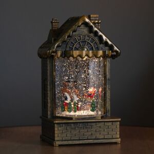 SAMUEL ALEXANDER 20cm Dual Powered Light up Christmas House Water Spinner with Santa in Sleigh Scene and LEDs SAMUEL ALEXANDER 20cm Dual Powered Light up Christmas House Water Spinner with Santa in Sleigh Scene and LEDs