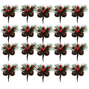 TLILY 20PCS Artificial Flower Christmas Berry Pine Cone Branches Home Decoration Floral Crafts TLILY 20PCS Artificial Flower Christmas Berry Pine Cone Branches Home Decoration Floral Crafts