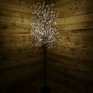 SNOWTIME 2.1m 7ft Outdoor Black Micro Dot Christmas Blossom Tree with 1300 Warm White LED SNOWTIME 2.1m 7ft Outdoor Black Micro Dot Christmas Blossom Tree with 1300 Warm White LED