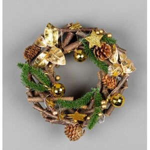 SHATCHI 22cm b/o led Twig Wreath - Gold SHATCHI 22cm b/o led Twig Wreath - Gold