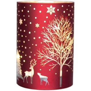 SHATCHI 22cm Christmas Decorated Vase Led Deep Blue Glass Vase / Village SHATCHI 22cm Christmas Decorated Vase Led Deep Blue Glass Vase / Village