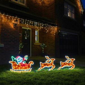 Festive Productions - 2.2m Outdoor led Santa Father Christmas and Reindeers Silhouette Motif Decoration Rope Light Tinsel Festive Productions - 2.2m Outdoor led Santa Father Christmas and Reindeers Silhouette Motif Decoration Rope Light Tinsel