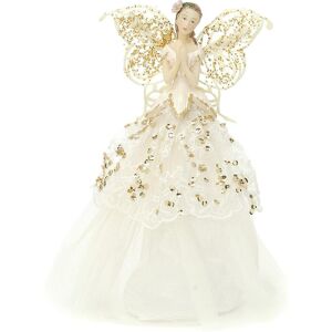 FESTIVE Fabric Angel Christmas Tree Topper - 23 cm - Gold and Cream FESTIVE Fabric Angel Christmas Tree Topper - 23 cm - Gold and Cream