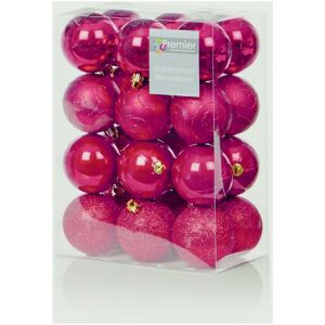 Premier 24 Pack Shatter-proof Christmas Baubles Multi-Finish - Red Premier 24 Pack Shatter-proof Christmas Baubles Multi-Finish - Red