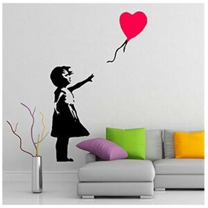 NEIGE 24'' x 16'') Banksy Vinyl Wall Decal Girl with Heart Balloon / Street Graffiti Art Decor Sticker / Home Removable Diy Mural + Free Random Decal Gift NEIGE 24'' x 16'') Banksy Vinyl Wall Decal Girl with Heart Balloon / Street Graffiti Art Decor Sticker / Home Removable Diy Mural + Free Random Decal Gift
