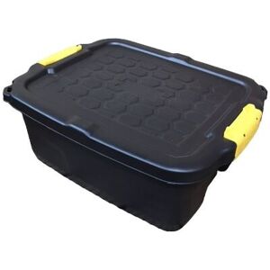 Samuel Alexander - 24L Heavy Duty Storage Box Sturdy, Lockable, Stackable and Nestable Design Storage Chest with Clips in Black Samuel Alexander - 24L Heavy Duty Storage Box Sturdy, Lockable, Stackable and Nestable Design Storage Chest with Clips in Black