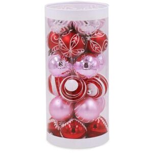 Tlily - 24pcs Painted Mixed Christmas Tree Decor Balls Xmas Party Window Home Furnish Christmas Hanging Ball Ornament Decoration pink Tlily - 24pcs Painted Mixed Christmas Tree Decor Balls Xmas Party Window Home Furnish Christmas Hanging Ball Ornament Decoration pink