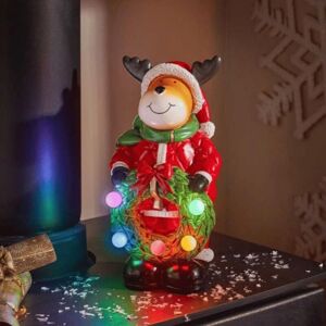 SAMUEL ALEXANDER 25cm Light up Rudy Rudolph Christmas Hand Painted Decoration with LEDs SAMUEL ALEXANDER 25cm Light up Rudy Rudolph Christmas Hand Painted Decoration with LEDs