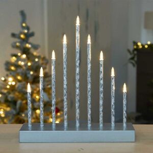 SAMUEL ALEXANDER 26cm Battery Operated Silver Light up Christmas Candle Bridge with 9 Warm White LEDs SAMUEL ALEXANDER 26cm Battery Operated Silver Light up Christmas Candle Bridge with 9 Warm White LEDs