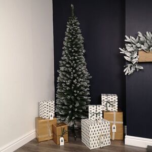 PREMIER DECORATIONS 6.5ft (2m) Pencil Style Slim Snow Tipped Artificial Christmas Tree in Green PREMIER DECORATIONS 6.5ft (2m) Pencil Style Slim Snow Tipped Artificial Christmas Tree in Green