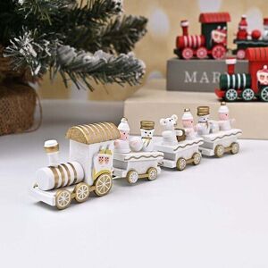 TONCHEAN 2pcs Wooden Christmas Decoration Mini Train Bright Color Design Gift Present for Friends Kids Toys Kindergarten Decor TONCHEAN 2pcs Wooden Christmas Decoration Mini Train Bright Color Design Gift Present for Friends Kids Toys Kindergarten Decor