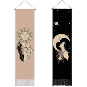 TLILY 2Set Narrow Tapestry Wall Hanging Long Sun Moon And Girl Bohemain Decor for Home Bedroom Living Room Vertical Tapestry TLILY 2Set Narrow Tapestry Wall Hanging Long Sun Moon And Girl Bohemain Decor for Home Bedroom Living Room Vertical Tapestry