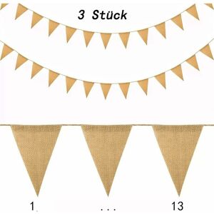Coavas - 3 Pack Vintage Jute Pennant Garlands, 28ft Faux Linen Burlap Garland, Rustic Decoration for Birthday Party Wedding (13 Flags/Each Garland) Coavas - 3 Pack Vintage Jute Pennant Garlands, 28ft Faux Linen Burlap Garland, Rustic Decoration for Birthday Party Wedding (13 Flags/Each Garland)