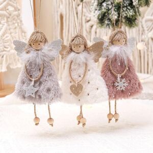 AOUGO 3 Pieces Christmas Tree Ornaments, Christmas Angel Christmas Tree Hangers, Christmas Decoration Plush Angel Hanging Christmas Tree Dange Doll Pendant AOUGO 3 Pieces Christmas Tree Ornaments, Christmas Angel Christmas Tree Hangers, Christmas Decoration Plush Angel Hanging Christmas Tree Dange Doll Pendant