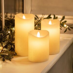 CHRISTOW 3 Flameless led Flickering Flame Real Wax Candles - Cream CHRISTOW 3 Flameless led Flickering Flame Real Wax Candles - Cream