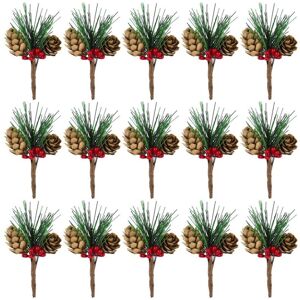 TLILY 30 Pcs Artificial Pine Cone Picks and Red Berry Mini for Christmas Flower Wreaths Decorations TLILY 30 Pcs Artificial Pine Cone Picks and Red Berry Mini for Christmas Flower Wreaths Decorations