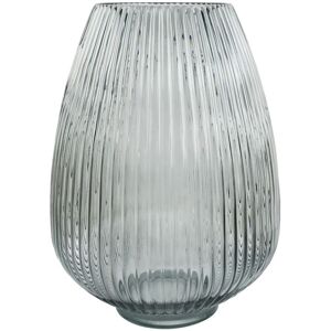 Leaf 30cm Smoke Grey Ridged Glass Vase Leaf 30cm Smoke Grey Ridged Glass Vase