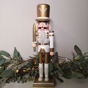 SAMUEL ALEXANDER 30cm Wooden Christmas Nutcracker Soldier Decoration in White and gold SAMUEL ALEXANDER 30cm Wooden Christmas Nutcracker Soldier Decoration in White and gold