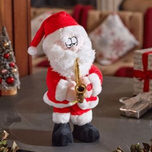 SAMUEL ALEXANDER 35cm Battery Operated Animated Dancing Santa with Saxophone Christmas Decoration SAMUEL ALEXANDER 35cm Battery Operated Animated Dancing Santa with Saxophone Christmas Decoration