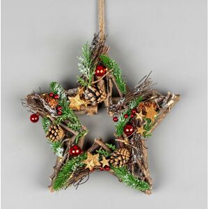 SHATCHI 35cm B/O LED Twig Hanging Star Red/Brown SHATCHI 35cm B/O LED Twig Hanging Star Red/Brown