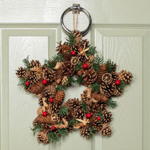 Samuel Alexander - 35cm Winter Spice Star Hanging Christmas Wreath with Pine Cones Red Berries & Dried Fruit Samuel Alexander - 35cm Winter Spice Star Hanging Christmas Wreath with Pine Cones Red Berries & Dried Fruit