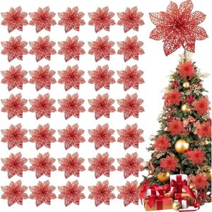 ANPVIZ 36-Pack Glittering Poinsettias for Christmas Decoration, 4-Inch Artificial Silk Flowers for Christmas Wreaths, Holiday Decoration (Red) ANPVIZ 36-Pack Glittering Poinsettias for Christmas Decoration, 4-Inch Artificial Silk Flowers for Christmas Wreaths, Holiday Decoration (Red)