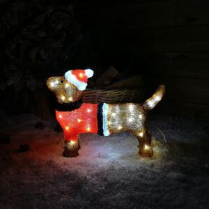 SAMUEL ALEXANDER 36cm Indoor Outdoor Acrylic Dachshund Christmas Decoration with 48 Ice White LEDs SAMUEL ALEXANDER 36cm Indoor Outdoor Acrylic Dachshund Christmas Decoration with 48 Ice White LEDs