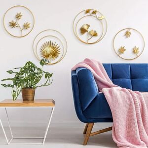 Longziming - 3D Metal Wall Decor, 4 Pieces Golden Round Metal Iron Sculptures Ginkgo Leaves Decorations Round Wall Decor Wall Hanging for Home Office Longziming - 3D Metal Wall Decor, 4 Pieces Golden Round Metal Iron Sculptures Ginkgo Leaves Decorations Round Wall Decor Wall Hanging for Home Office