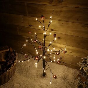 SNOWTIME 3ft Snowy Brown Twig Outdoor Christmas Tree with Pine Cones & 64 Warm White LEDs SNOWTIME 3ft Snowy Brown Twig Outdoor Christmas Tree with Pine Cones & 64 Warm White LEDs