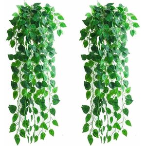 TRIMEC 4 pièces de plantes suspendues artificielles, 90 cm de faux lierre suspendu feuilles vertes de Scindapsus pour la décoration TRIMEC 4 pièces de plantes suspendues artificielles, 90 cm de faux lierre suspendu feuilles vertes de Scindapsus pour la décoration