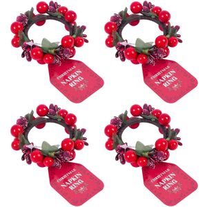 HARVEY & MASON Harvey&mason - 4 Red Berry Napkin Rings Christmas Festive Table Decoration Serviette Buckle HARVEY & MASON Harvey&mason - 4 Red Berry Napkin Rings Christmas Festive Table Decoration Serviette Buckle