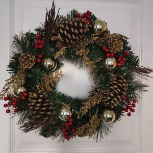 PREMIER DECORATIONS 40cm Gold Dressed Christmas Wreath, Baubles, Pinecones and Berries PREMIER DECORATIONS 40cm Gold Dressed Christmas Wreath, Baubles, Pinecones and Berries