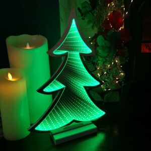 Samuel Alexander - 40cm Infinity Light up Christmas Tree Decoration with Green LEDs on Wooden Base Samuel Alexander - 40cm Infinity Light up Christmas Tree Decoration with Green LEDs on Wooden Base