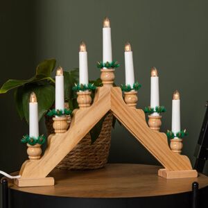 SAMUEL ALEXANDER 40cm Light up Brown Wooden Christmas Candle Bridge with 7 Warm White LEDs SAMUEL ALEXANDER 40cm Light up Brown Wooden Christmas Candle Bridge with 7 Warm White LEDs