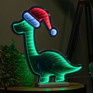 SAMUEL ALEXANDER 40cm Light up Christmas Dinosaur with Santa Hat Infinity Decoration with LEDs SAMUEL ALEXANDER 40cm Light up Christmas Dinosaur with Santa Hat Infinity Decoration with LEDs