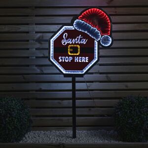 SAMUEL ALEXANDER 40cm Light up Christmas Santa Stop Here Sign with Santa Hat & LEDs SAMUEL ALEXANDER 40cm Light up Christmas Santa Stop Here Sign with Santa Hat & LEDs
