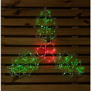 SAMUEL ALEXANDER 46cm Light up Holly with Berries Christmas Silhouette with Red and Green LEDs SAMUEL ALEXANDER 46cm Light up Holly with Berries Christmas Silhouette with Red and Green LEDs