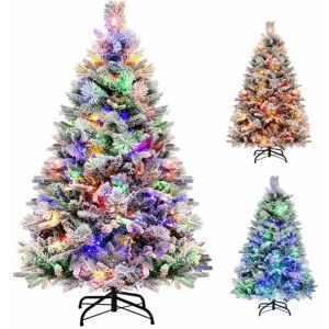 Costway - 4.5 ft Pre-Lit Artificial Christmas Tree Snow-flocked Xmas Tree With 8 led Modes Costway - 4.5 ft Pre-Lit Artificial Christmas Tree Snow-flocked Xmas Tree With 8 led Modes