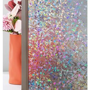 Linghhang - 45x200cm) 3D Decorative Window Film - Multicolor - Opaque - Self-Adhesive - Rainbow Effect - Transparent, Shattered Glass Linghhang - 45x200cm) 3D Decorative Window Film - Multicolor - Opaque - Self-Adhesive - Rainbow Effect - Transparent, Shattered Glass