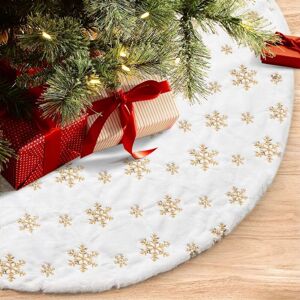 TINOR 48 inches/122cm Christmas Tree Skirt for Xmas Tree Holiday Party Decorations White Plush Gold Sequin Snowflake TINOR 48 inches/122cm Christmas Tree Skirt for Xmas Tree Holiday Party Decorations White Plush Gold Sequin Snowflake