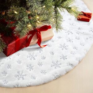 TINOR 48 inches/122cm Christmas Tree Skirt for Xmas Tree Holiday Party Decorations White Plush Silver Sequin Snowflake TINOR 48 inches/122cm Christmas Tree Skirt for Xmas Tree Holiday Party Decorations White Plush Silver Sequin Snowflake
