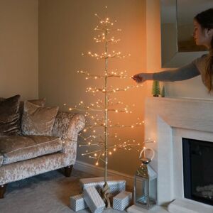 FESTIVE PRODUCTIONS 6ft LED Pre Lit Champagne Gold Christmas Twig Tree Indoor Plug In Decoration FESTIVE PRODUCTIONS 6ft LED Pre Lit Champagne Gold Christmas Twig Tree Indoor Plug In Decoration