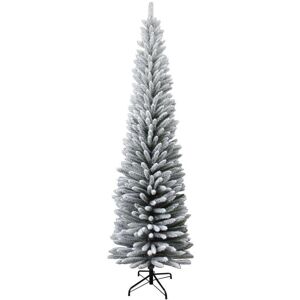 SHATCHI 4FT Snow Flocked Artificial Slim Christmas Pencil Tree Holiday Home Decorations with Pointed Tips and Metal Stand SHATCHI 4FT Snow Flocked Artificial Slim Christmas Pencil Tree Holiday Home Decorations with Pointed Tips and Metal Stand