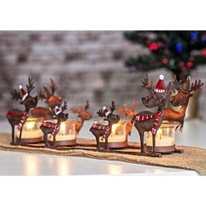 MARCO PAUL 4pc Christmas Reindeer Tealight Candle Holder MARCO PAUL 4pc Christmas Reindeer Tealight Candle Holder