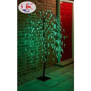 SPOT ON DEALZ 5 Ft Weeping Willow Tree 240 Green LED lights Christmas Decor Indoor Outdoor SPOT ON DEALZ 5 Ft Weeping Willow Tree 240 Green LED lights Christmas Decor Indoor Outdoor