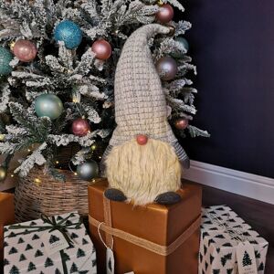 SAMUEL ALEXANDER 50cm Battery Operated Christmas Sitting Gonk Decoration in Light Grey SAMUEL ALEXANDER 50cm Battery Operated Christmas Sitting Gonk Decoration in Light Grey